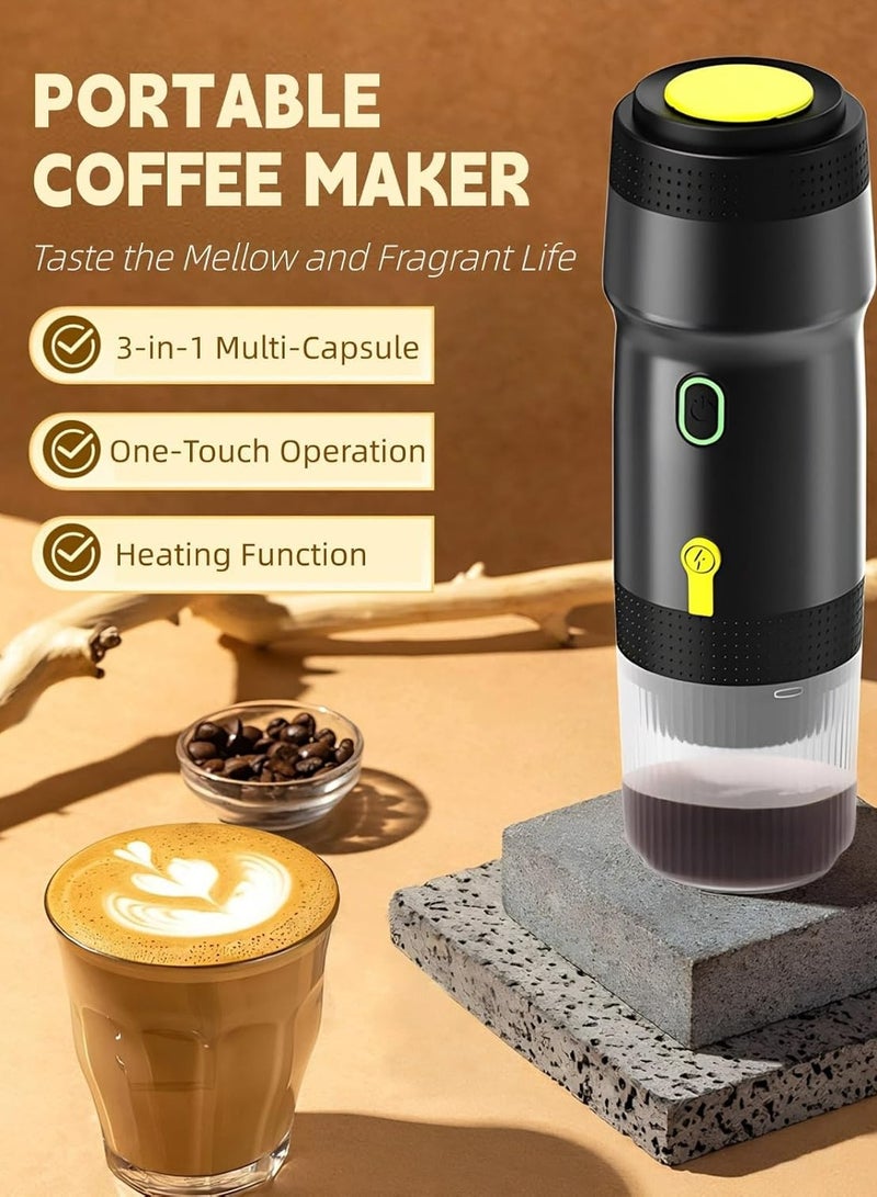 Portable Espresso Coffee Machine with 20Bar Extraction System, Cordless Heating with Rechargeable 7500mah Battery - Car Coffee Maker for NES Capsules, DG Capsules & Coffee Powder Cartridges (Black) - Image 2