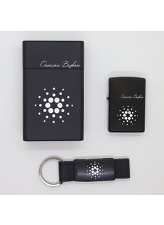 Ada Lazer Personalized Cardano (Ada) Metal Cigarette Box, Zippo Lighter and Keychain Set  - Image 1