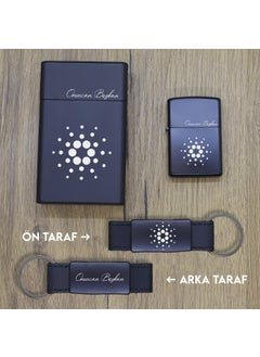 Ada Lazer Personalized Cardano (Ada) Metal Cigarette Box, Zippo Lighter and Keychain Set  - Image 2
