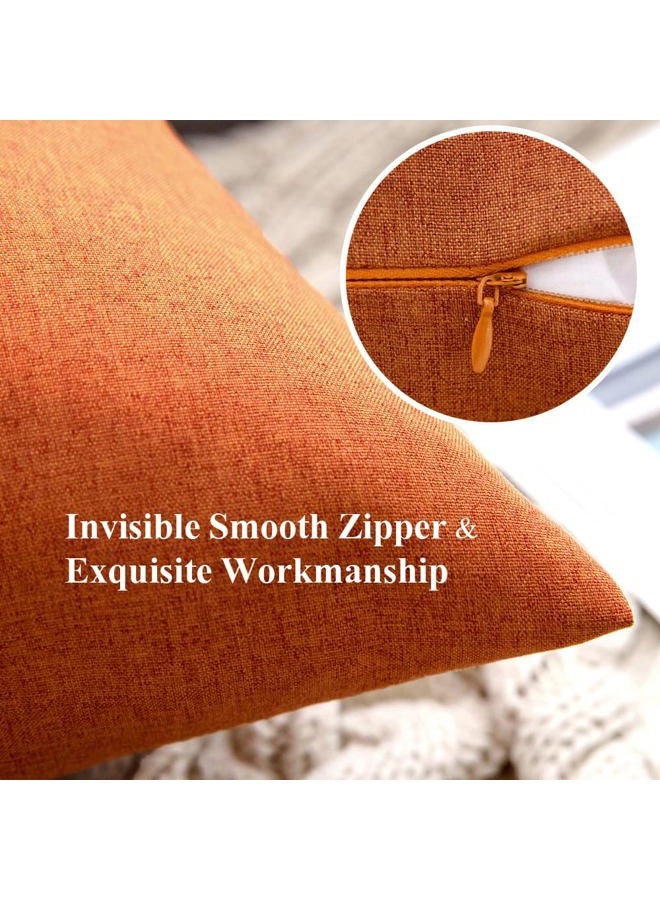 MIULEE Pack of 2 Decorative Outdoor Solid Waterproof Throw Pillow Covers Polyester Linen Garden Farmhouse Cushion Cases for Patio Tent Balcony Couch Sofa 12x20 inch Orange - Image 3