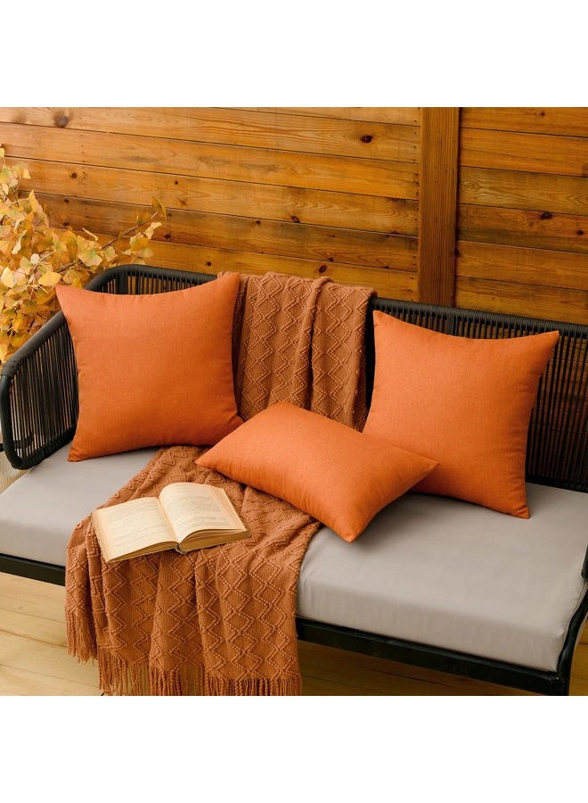 MIULEE Pack of 2 Decorative Outdoor Solid Waterproof Throw Pillow Covers Polyester Linen Garden Farmhouse Cushion Cases for Patio Tent Balcony Couch Sofa 12x20 inch Orange - Image 5