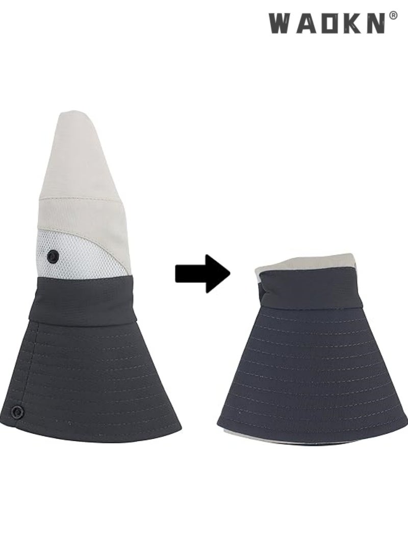 WAOKN Women's Outdoor Summer Sun Hat UV Protection Mesh Wide Brim Foldable Beach Fishing Hats with Ponytail Hole for Summer Beach Fishing Hiking - Image 4