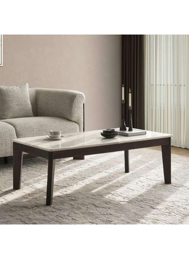 Pan Home Marble Coffee Table - White & Brown - Image 2