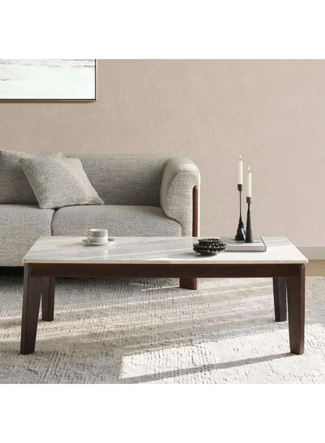 Pan Home Marble Coffee Table - White & Brown - Image 1