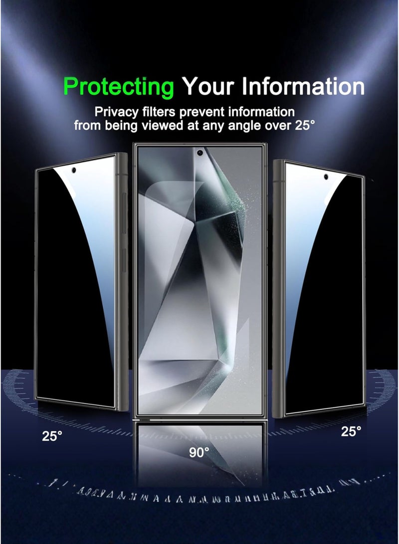 هوكو واقي شاشة سامسونج جالاكسي إس 24 ألترا للخصوصية - فيلم زجاجي مقوى مضاد للتجسس، متوافق مع بصمة الإصبع، مقاوم لبصمات الأصابع والغبار - Image 2