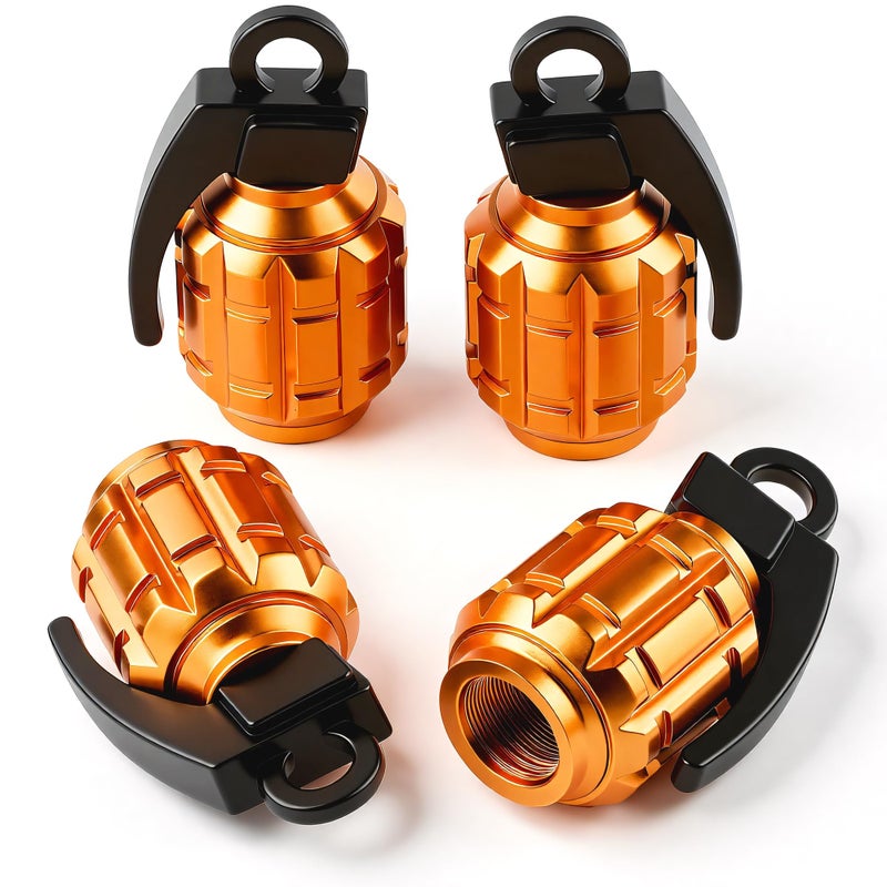 MEAJOO 4 PCS Tire Valve Stem Caps Aluminium Alloy Car Wheel Tire Valve Caps Universal Tire Valve Stem Covers for Cars Trucks SUV Motorcycles Bike and Bicycles Orange - Image 3