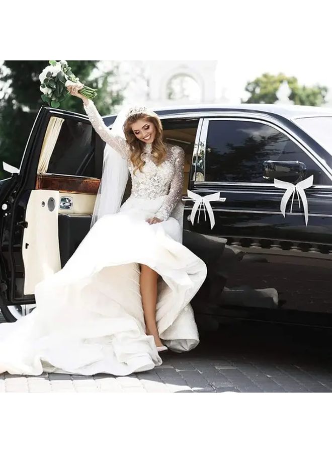 50pcs Beige Satin Bowknot Ribbon Streamers For Wedding Party Decor And Gift Wrapping - Image 3