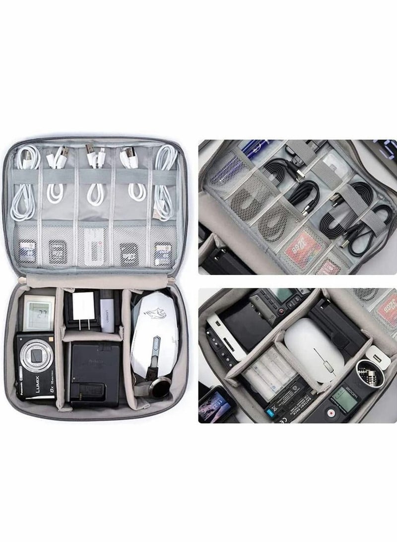 Y&D Electronics Accessories Organizer Bag Waterproof Portable Cable Organizer Digital Gadget Case Travel Gear Carry Bag for Cables Power Bank USB Drive Charger Hard Disk - Grey - Image 4