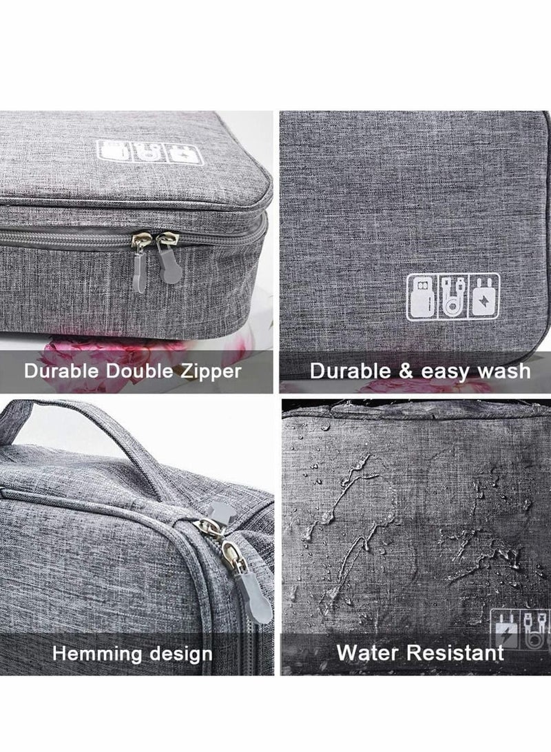 Y&D Electronics Accessories Organizer Bag Waterproof Portable Cable Organizer Digital Gadget Case Travel Gear Carry Bag for Cables Power Bank USB Drive Charger Hard Disk - Grey - Image 2