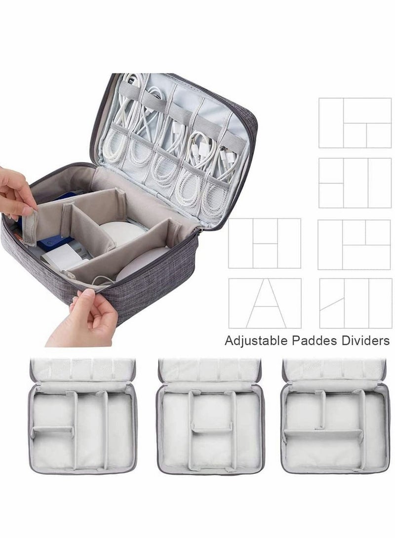 Y&D Electronics Accessories Organizer Bag Waterproof Portable Cable Organizer Digital Gadget Case Travel Gear Carry Bag for Cables Power Bank USB Drive Charger Hard Disk - Grey - Image 5