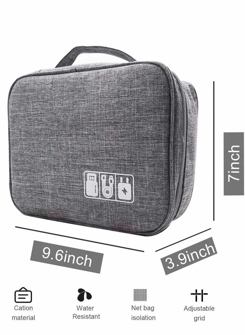 Y&D Electronics Accessories Organizer Bag Waterproof Portable Cable Organizer Digital Gadget Case Travel Gear Carry Bag for Cables Power Bank USB Drive Charger Hard Disk - Grey - Image 3