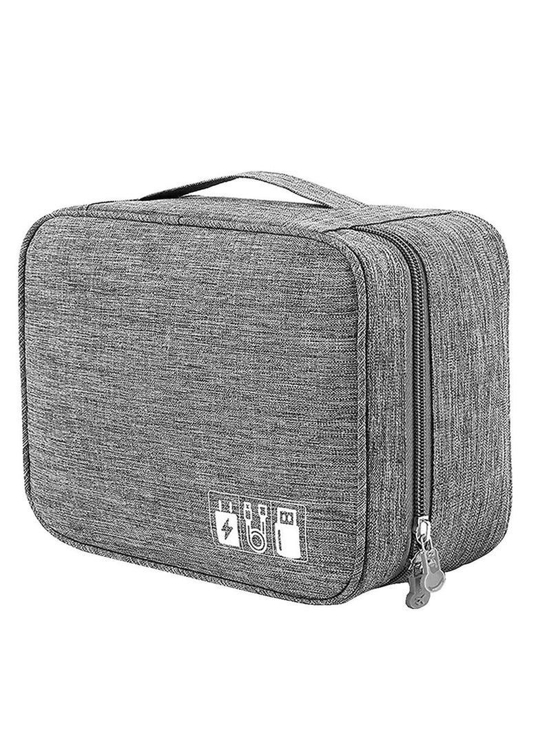 Y&D Electronics Accessories Organizer Bag Waterproof Portable Cable Organizer Digital Gadget Case Travel Gear Carry Bag for Cables Power Bank USB Drive Charger Hard Disk - Grey - Image 1