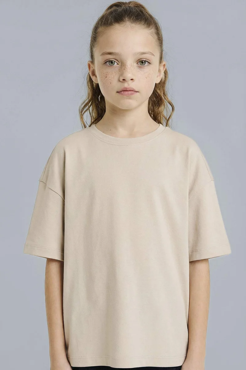 ديفاكتو Girl Oversize Fit Crew Neck Short Sleeve T-Shirt