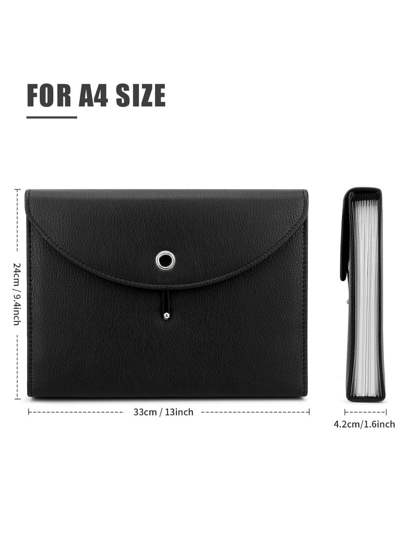 Excefore A4 Envelope File Holder, Waterproof Document Bag, Lightweight PU Leather Multifunction Portfolio, Document File Folder, File Organizer Storage Case for Paper Document Tablet Case - Image 2