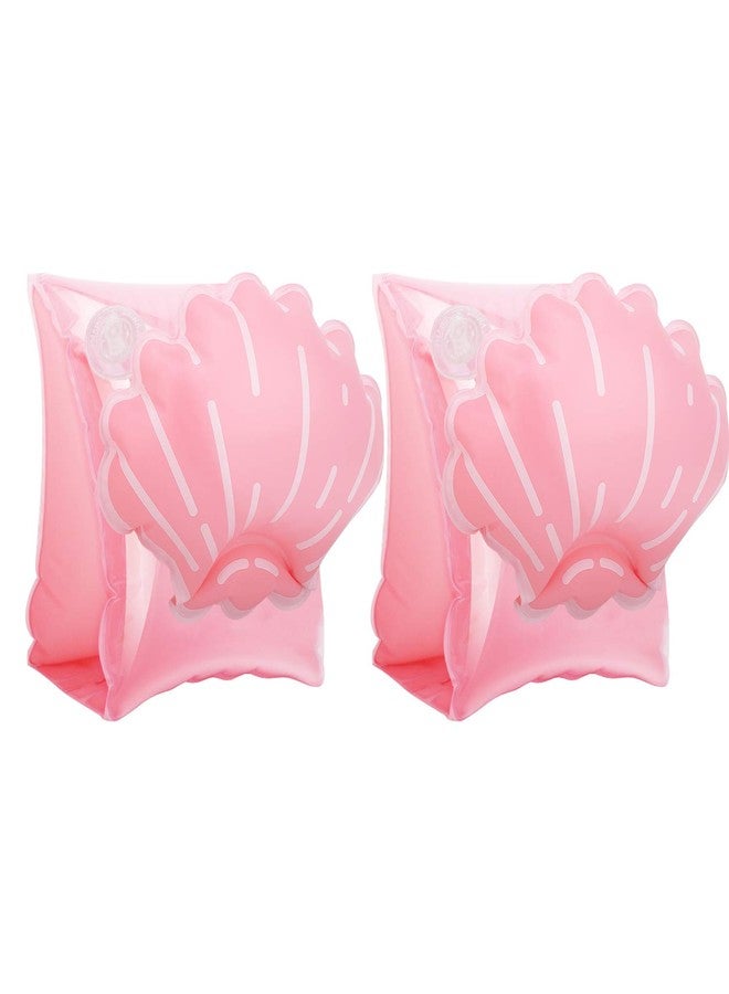 ZOEKIM Inflatable Arm Floaties for Kids Toddlers, Swimming Floater Sleeves Arm Bands Floaties Water Wings Floatation Sleeves, Pool Water Sports Learning Swim Training Aids (Scallop Pink) - Image 1