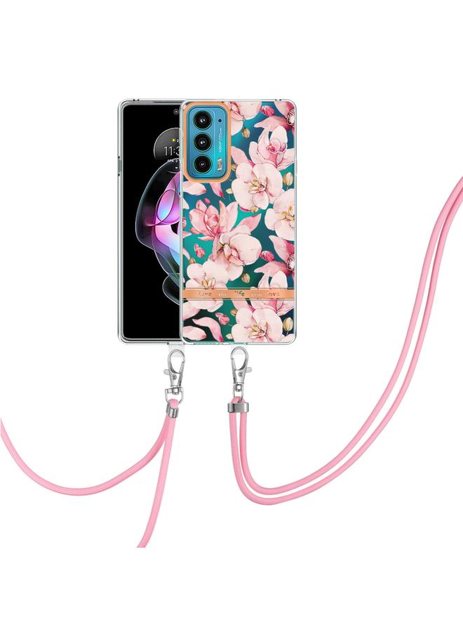 S-TOP Case For Motorola Edge 20 Flowers Series TPU Phone Case with Lanyard - Image 1