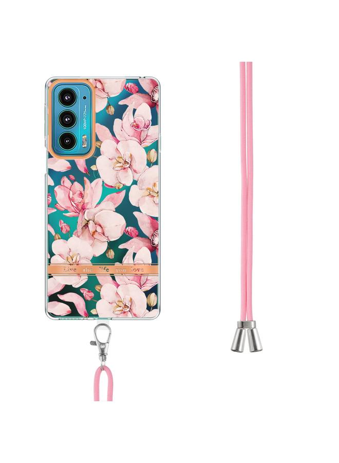 S-TOP Case For Motorola Edge 20 Flowers Series TPU Phone Case with Lanyard - Image 3