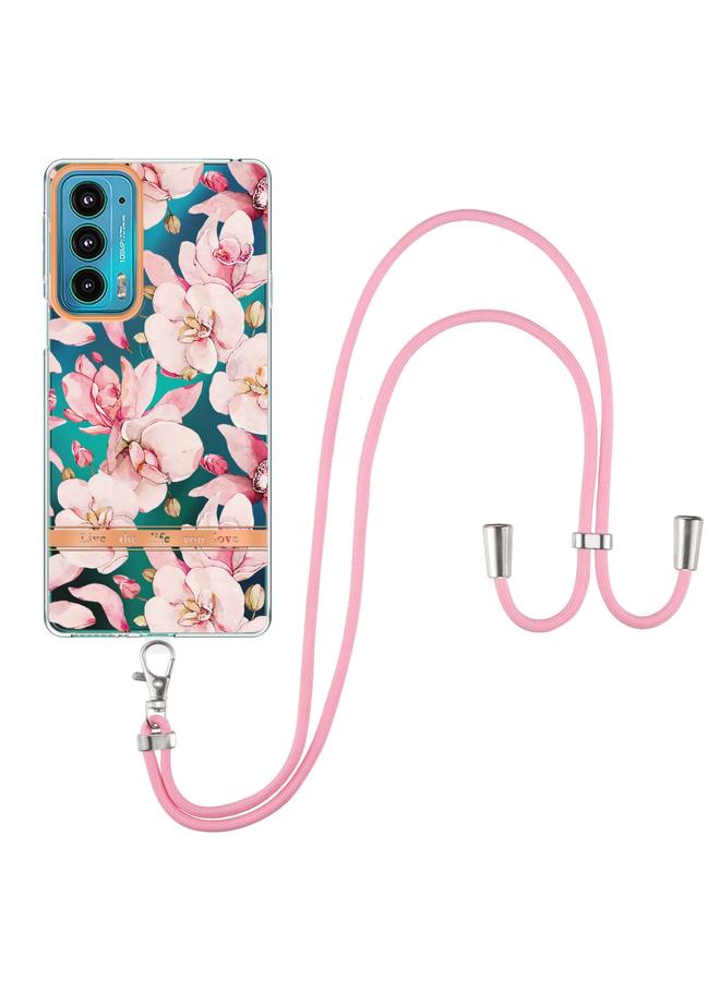 S-TOP Case For Motorola Edge 20 Flowers Series TPU Phone Case with Lanyard - Image 2