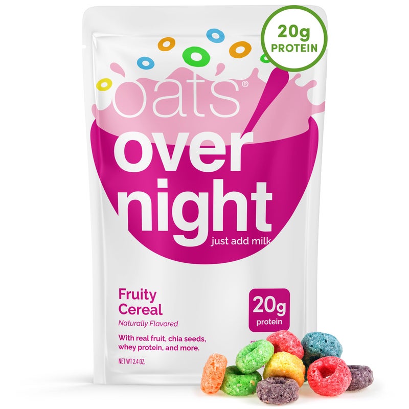 Oats Overnight Fruity Cereal  Overnight Oats with 20g Protein High Fiber Breakfast Protein Shake  Gluten Free Oatmeal Non GMO High Protein Oatmeal 26 oz per meal 8 Pack - Image 3
