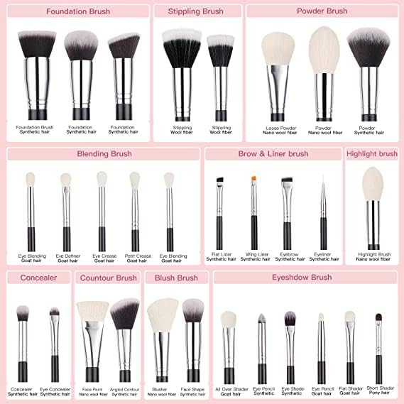 B-LADY BLADY MAKEUP BRUSH beginners to professionals makeup brush kits include all face and eye brushes that are needed to create a flawless look Everyday makeup or glam makeup our face makeup brush sets have you covered for all SET OF 30 - Image 3
