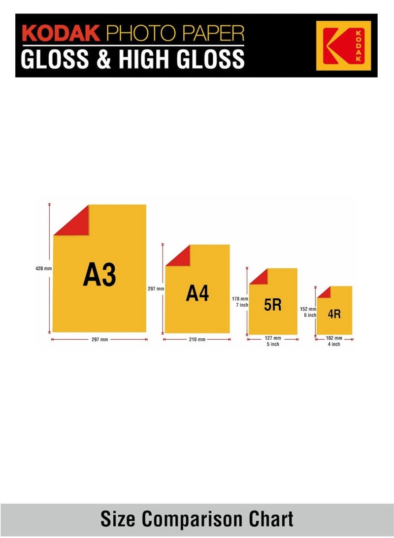 كوداك ورق صور بريميوم A4، سطح لامع، 200 جرام، طباعة إنكجت عالية الجودة، 50 ورقة - Image 4
