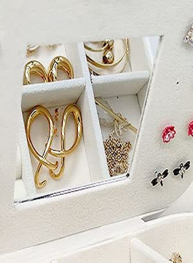 Ritmo علبة مجوهرات ريتو موجن صغيرة للسفر مصنوعة من جلد البولي يوريثان، علبة تخزين مجوهرات للخواتم والأقراط والقلائد والأساور، علبة هدايا مجوهرات من الجلد الصناعي للبنات والسيدات (أبيض) - Image 4