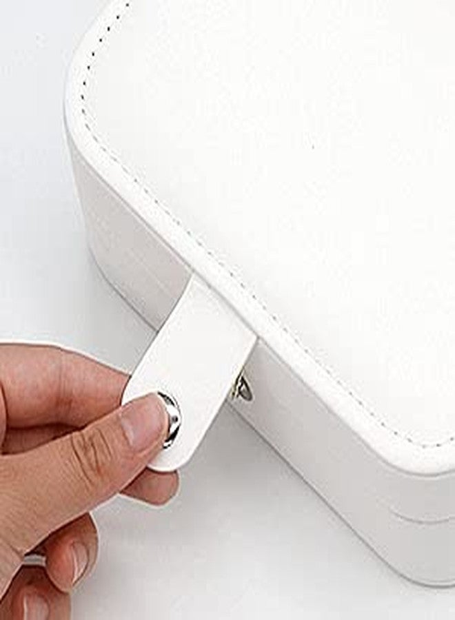 Ritmo علبة مجوهرات ريتو موجن صغيرة للسفر مصنوعة من جلد البولي يوريثان، علبة تخزين مجوهرات للخواتم والأقراط والقلائد والأساور، علبة هدايا مجوهرات من الجلد الصناعي للبنات والسيدات (أبيض) - Image 3