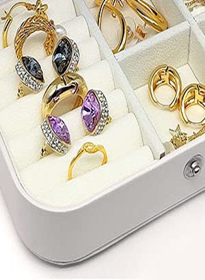 Ritmo علبة مجوهرات ريتو موجن صغيرة للسفر مصنوعة من جلد البولي يوريثان، علبة تخزين مجوهرات للخواتم والأقراط والقلائد والأساور، علبة هدايا مجوهرات من الجلد الصناعي للبنات والسيدات (أبيض) - Image 2