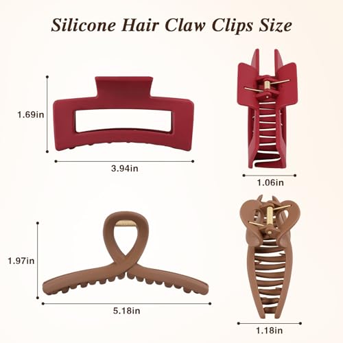 Tiefebene 4 PCS Cloud Claw Clips for Women, Unsnappable Flexible Soft Clips, Strong Hold Hair Claws - Non-slip & Durable Rectangle, Cozy Hair Clip for Thick Curly Hair, All-Day Comfort, Valentine's Day Gift - Image 3