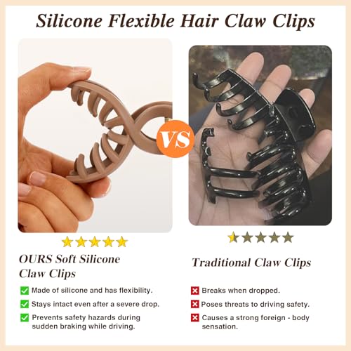 Tiefebene 4 PCS Cloud Claw Clips for Women, Unsnappable Flexible Soft Clips, Strong Hold Hair Claws - Non-slip & Durable Rectangle, Cozy Hair Clip for Thick Curly Hair, All-Day Comfort, Valentine's Day Gift - Image 4
