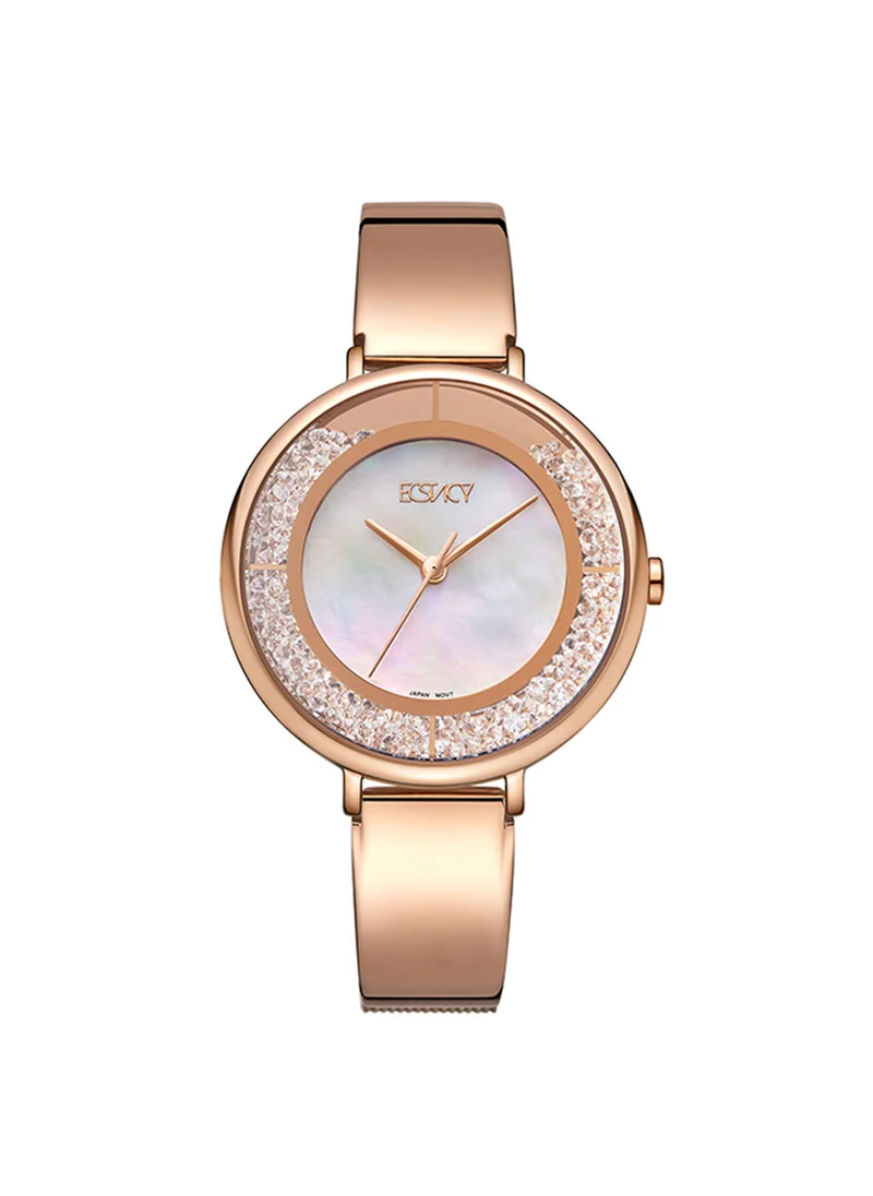 ECSTACY Women's Analog Round Shape Stainless Steel Wrist Watch E23501-RBKM - 35.5 Mm