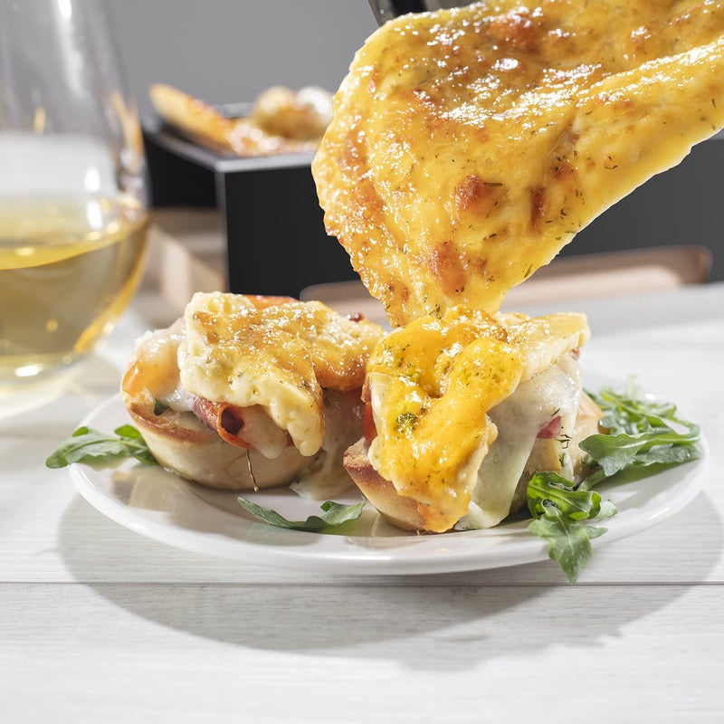 CucinaPro Cheese Raclette w Foldable Handle- Candlelight Cheese Melter Pan w Spatula - Cool Touch Base with 3 Tea Lights- Melts in Under 4 Mins, Small Portable, Great for Dinner Parties, Appetizers, Xmas Gift - Image 5