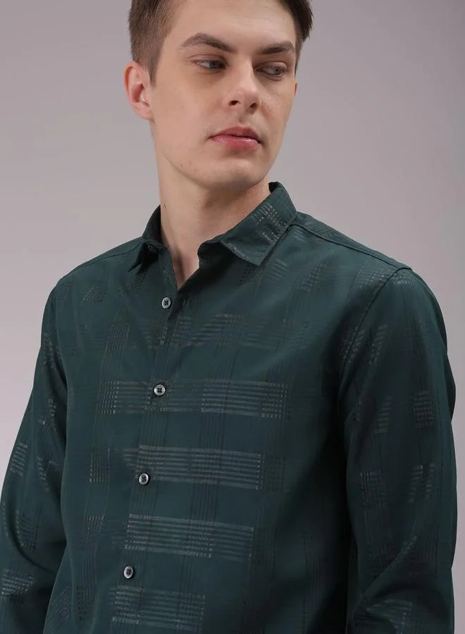 The Indian Garage Co The Indian Garage Co Men Green Slim Fit Casual Shirt