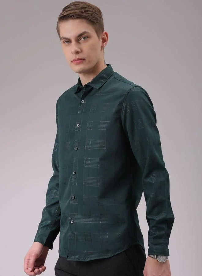 The Indian Garage Co The Indian Garage Co Men Green Slim Fit Casual Shirt