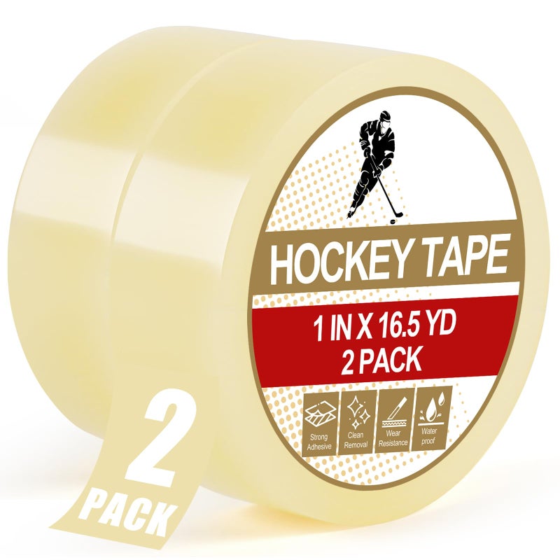 Guirnd Clear Hockey Tape, 2 Roll Strong Adhesive Goon Tape, Hockey Clear Tape 1 Inch x 49.5 FT Each Roll, Hockey Stick Tape for Sports, Handles, Pullup Bars, Bats, Rackets, Tools - Image 1
