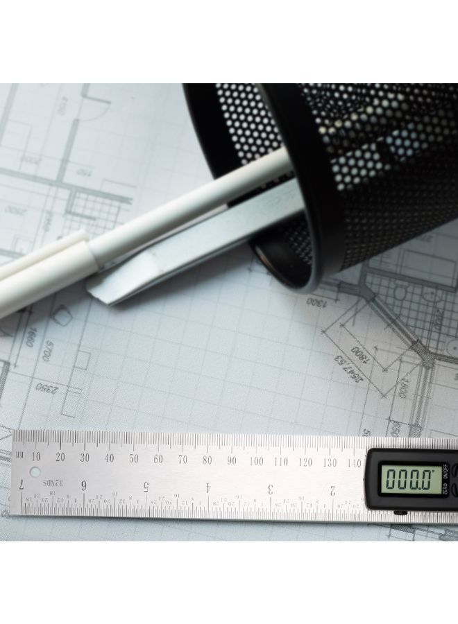 2-In-1 Angle Gauge Goniometer With Digital Display Clinometer Silver