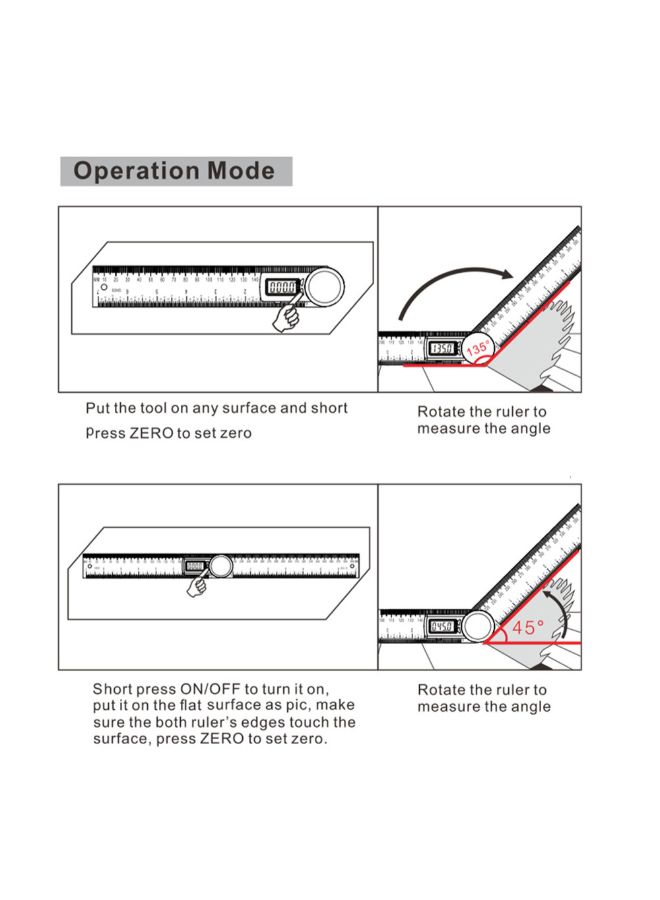 2-In-1 Angle Gauge Goniometer With Digital Display Clinometer Silver