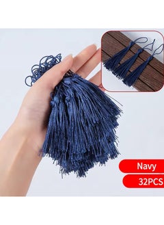 Abrar Colorful Silk Tassels with Hanging Rope Navy Blue for Home Decor, Curtains, Jewelry, Weddings, and Keychains 32 Pieces 