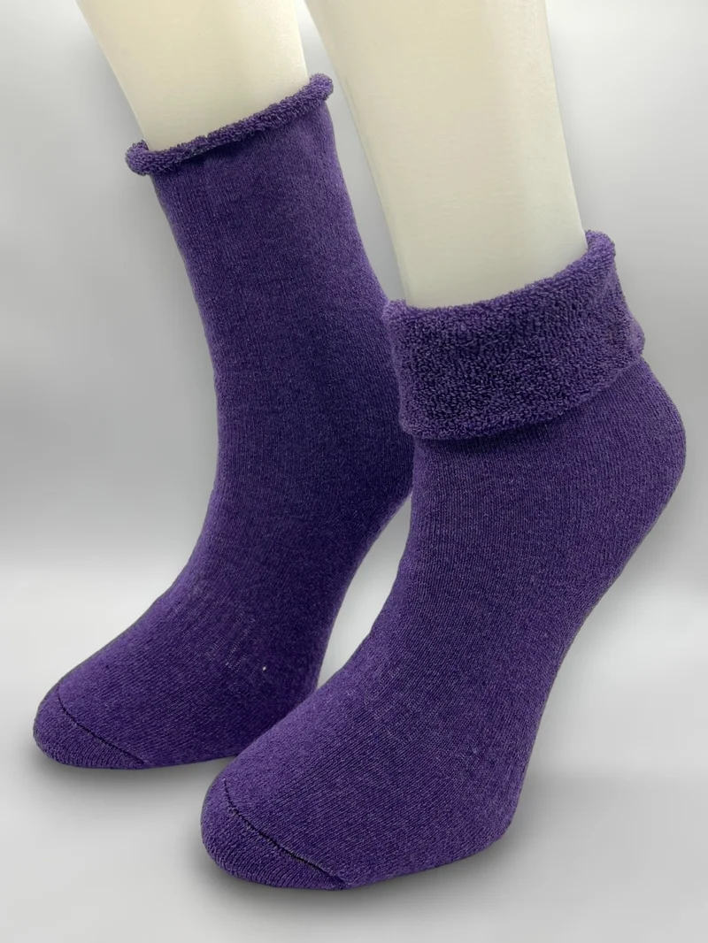 سيهو سوكس 6 Pairs Women's Winter, Thick, Curled, Elastic-Free Thermal Socket Socks - White / Burgundry