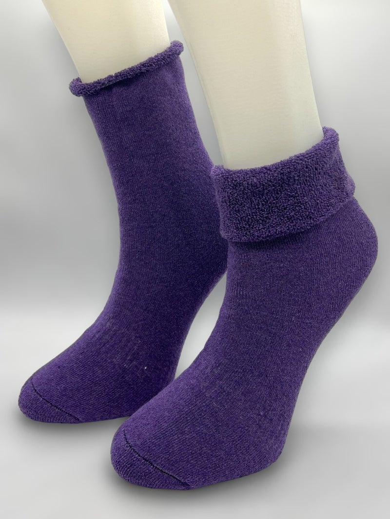 Ciho Socks 6 Pairs Women's Winter, Thick, Curled, Elastic-Free Thermal Socket Socks - White / Burgundry  - Image 5