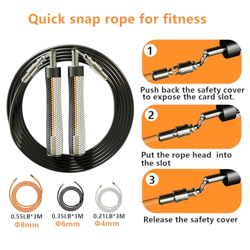 Mogold Weighted Jump Ropes for man&women fast clip interchangeable 1/4LB 1/2LB 1LB heavy jump ropes , Ball Bearing Design – Weighted, Length Adjustable,Ergonomics Grip for fitness weight loss & More - Image 3