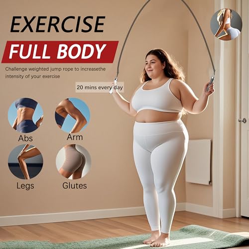 Mogold Weighted Jump Ropes for man&women fast clip interchangeable 1/4LB 1/2LB 1LB heavy jump ropes , Ball Bearing Design – Weighted, Length Adjustable,Ergonomics Grip for fitness weight loss & More - Image 5