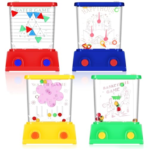 Gejoy 4 Pieces Water Games Handheld Easter Basket Stuffers for Kids Water Ring Toss Handheld Game Mini Retro Pastime Car Toys Fidget Autism Toys for Easter Children Boys Girls BirthdayModern Style - Image 1