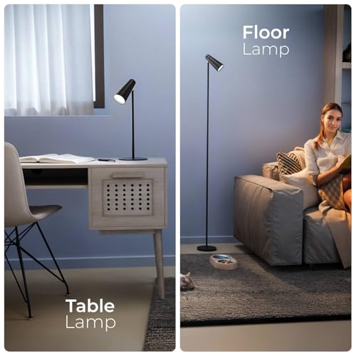 Xech Acrylonitrile Butadiene Styrene LED Table Lamp for Study with Multiple Attachments 5 in 1 Rechargeable Desk & Floor Lamp Adjustable Brightness USB-C Powerful Neodymium Magnets Magneto II XL Black - Image 2