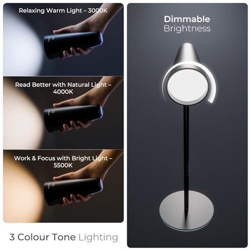 Xech Acrylonitrile Butadiene Styrene LED Table Lamp for Study with Multiple Attachments 5 in 1 Rechargeable Desk & Floor Lamp Adjustable Brightness USB-C Powerful Neodymium Magnets Magneto II XL Black - Image 5