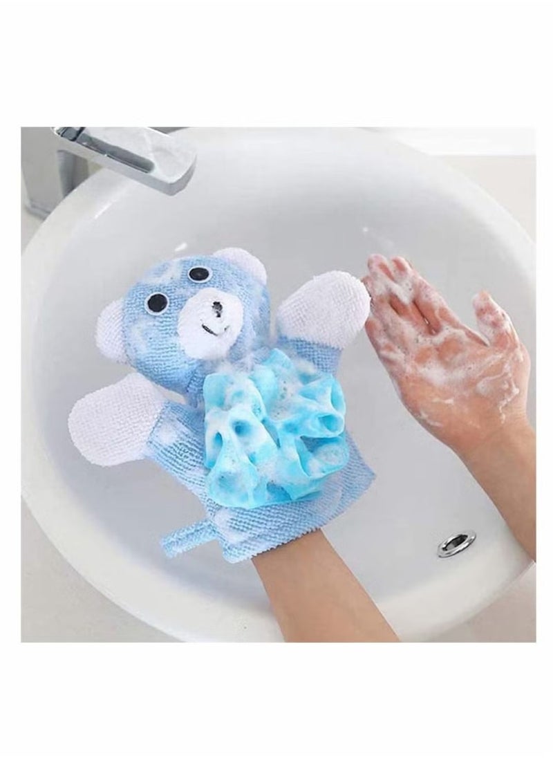 Generic - 4 Pcs Cartoon Terry Cloth, Cute Baby Kids Bath Sponge Mitts Hand Puppets Washcloth Mitt Bath Glove, Shower Bath Sponge Shower Loofahs Balls, Towel with Animal Design (Rabbit, Frog, Duck, Bear) - Image 1