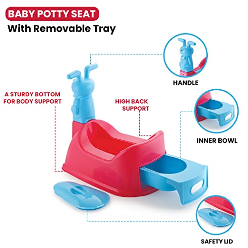 Zerya Big Size Teddy Face Style Toilet Trainer Baby Potty Seat With Removable Tray & Closing LID (For 6-48 Month Kids) (Pink) - Image 5