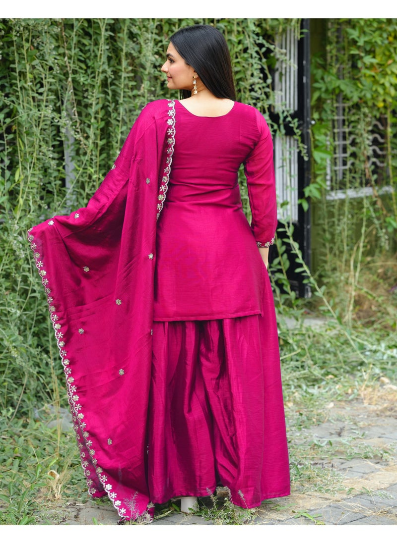 Super Asian - Chinnon Sharara Set with Sequin Embroidery Work & Matching Dupatta – Fully Stitched - Image 1