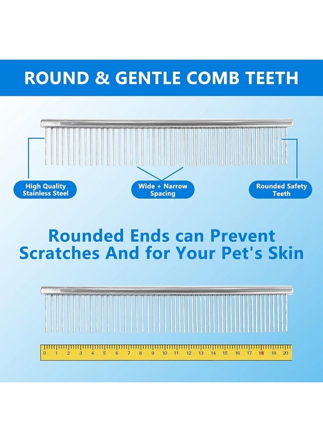 SKINPLUS Dog Comb For Removing Matted Fur - Pet Dematting Comb With Rounded Teeth And Non-Slip Grip Handle - Prevents Knots And Mats For Long And Short Haired Pets (Round Handle, Bright Silver)  - Image 4