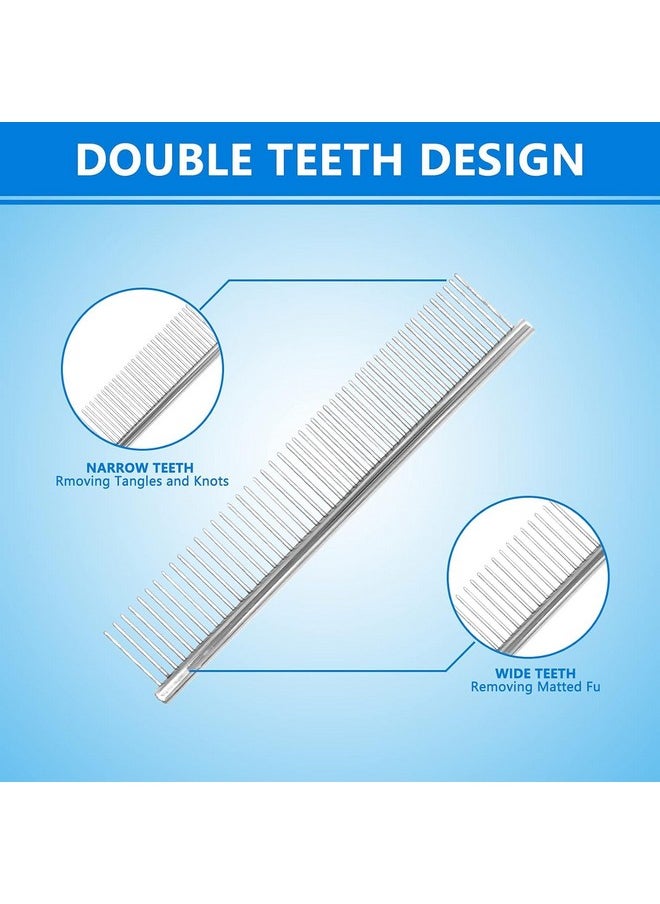 SKINPLUS Dog Comb For Removing Matted Fur - Pet Dematting Comb With Rounded Teeth And Non-Slip Grip Handle - Prevents Knots And Mats For Long And Short Haired Pets (Round Handle, Bright Silver)  - Image 2